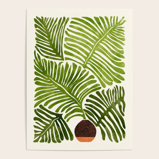 Summer Fern Simple Modern Watercolor Poster Gallery Image 2