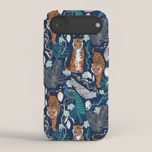 Tiger Toile on Navy iPhone Case Gallery Image 2