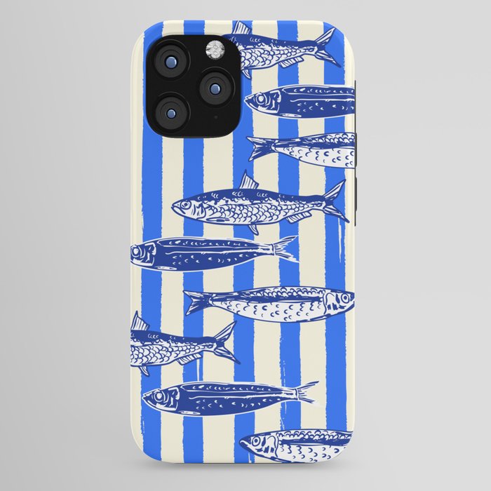 Swimming Sardines - Blue Striped Coastal Art iPhone Case Gallery Image 44