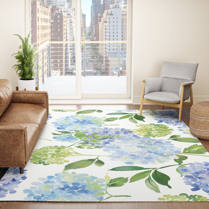 Blue Hydrangea Flowers Rug Gallery Image 4