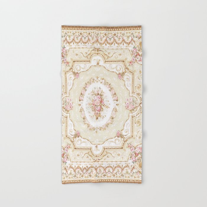 Antique French 19th Century Aubusson Rose Floral Bath Towel Gallery Image 2