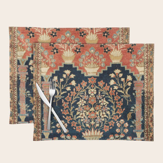Kashan Poshti Antique Central Persian Rug Print Placemat Gallery Image 2