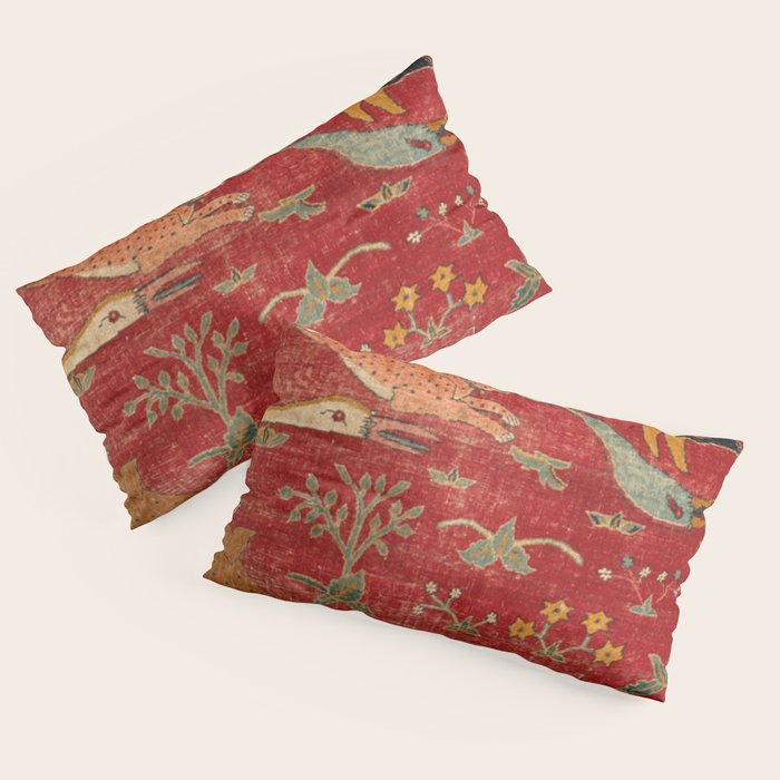 Animal Grotesques Mughal Carpet Fragment Digital Painting Pillow Sham Gallery Image 4
