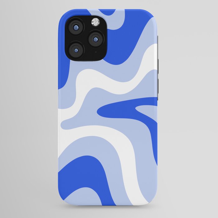 Retro Liquid Swirl Abstract Pattern Square in Royal Blue, Light Blue, and White iPhone Case Gallery Image 44