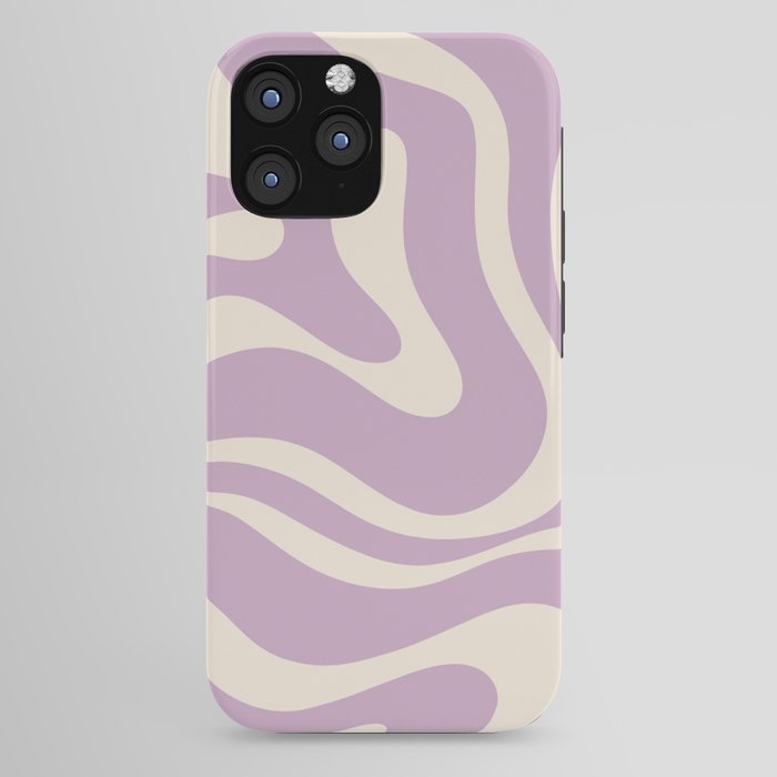 Modern Retro Liquid Swirl Abstract Pattern Square in Lavender Cream iPhone Case Gallery Image 44