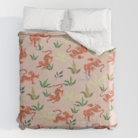 Dancing Tiger (Taupe) Duvet Cover Gallery Image 2