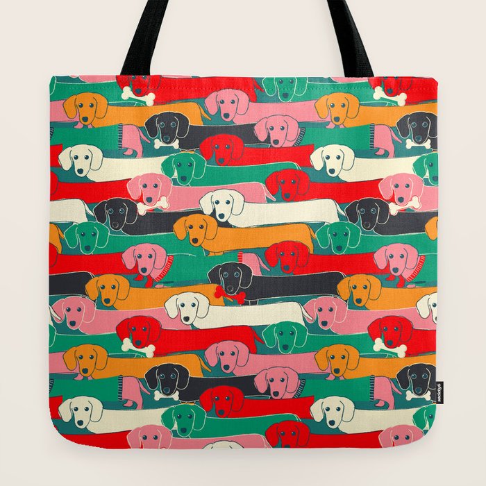 dachshund pattern- happy dogs Tote Bag Gallery Image 2