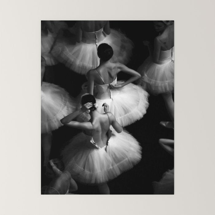 Ballerinas getting ready for the big performance black and white photograph - photographs Mini Art Print Gallery Image 6