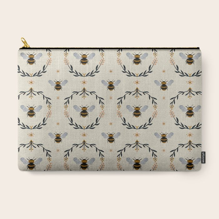 Ode to the Bumblebee (in cream) Carry All Pouch Gallery Image 3