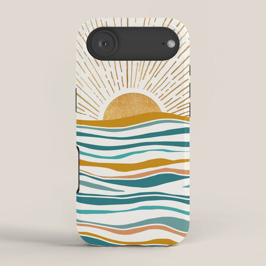 The Sun and The Sea - Gold and Teal iPhone Case Gallery Image 2