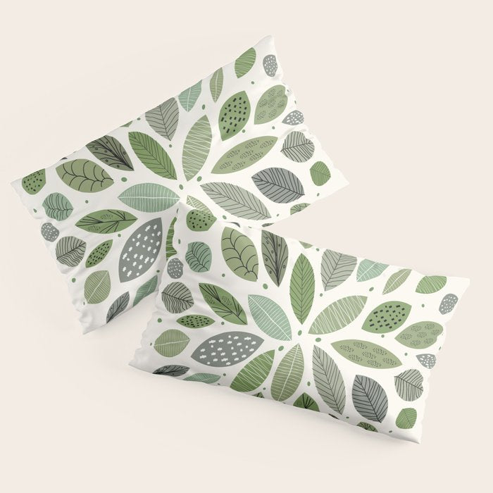 Mid-Century Green Leaves Pillow Sham Gallery Image 4