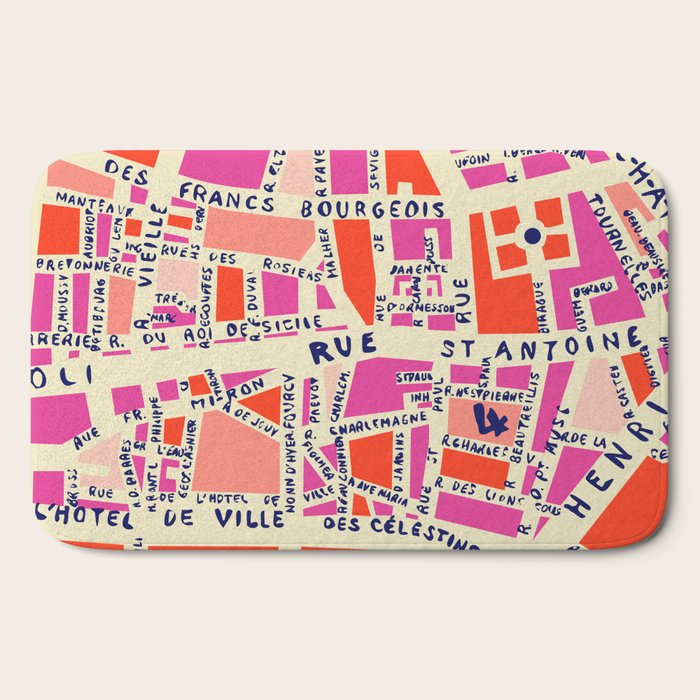 paris map pink Bath Mat Gallery Image 2
