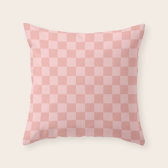 Textured Plaid pattern pink and white Throw Pillow Gallery Image 5