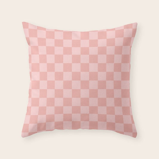 Textured Plaid pattern pink and white Throw Pillow Gallery Image 2