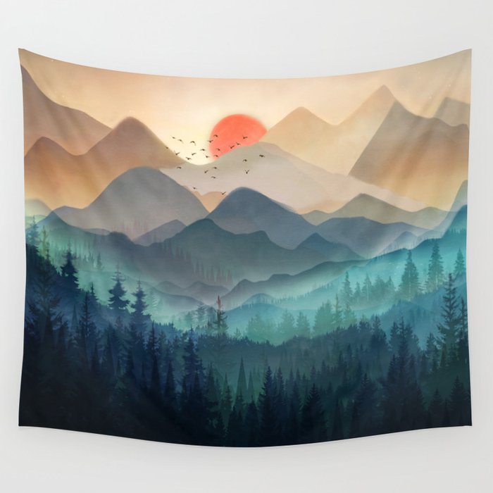 Wilderness Becomes Alive at Night Wall Tapestry Gallery Image 3