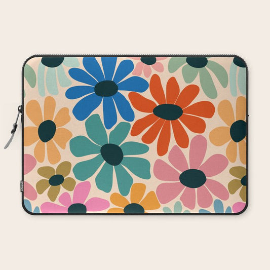 Retro Fun Floral - Rainbow color Laptop Sleeve Gallery Image 2