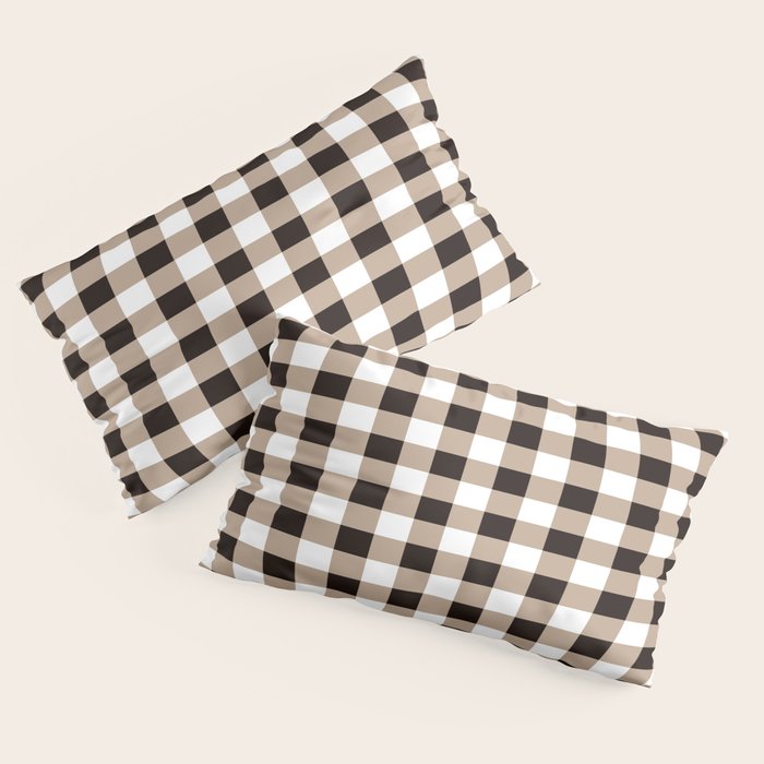 Gingham Large Tan Black White Pillow Sham Gallery Image 4
