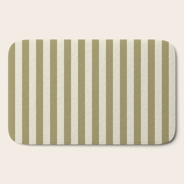 Olive Green Stripes Bath Mat Gallery Image 2
