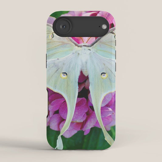 Luna Moth On Pink Hydrangea Nature Art iPhone Case Gallery Image 2
