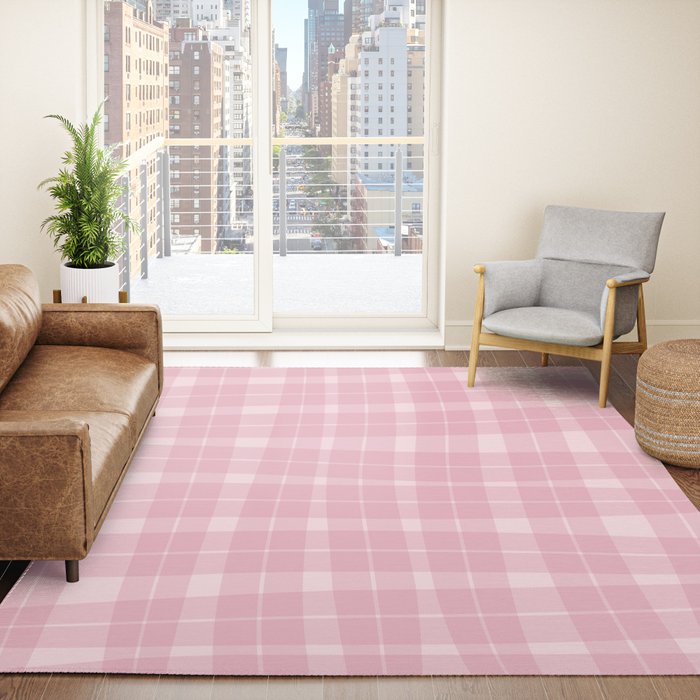Wavy Plaid Pink Rug Gallery Image 4