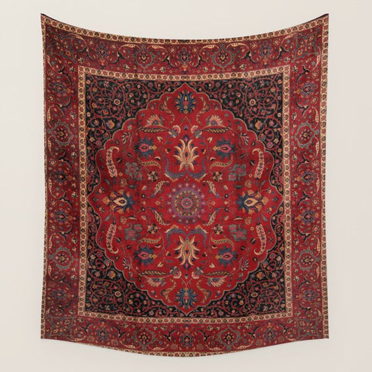 Antique Burgundy Wine Persian Mashad Oriental Rug Wall Tapestry Gallery Image 2