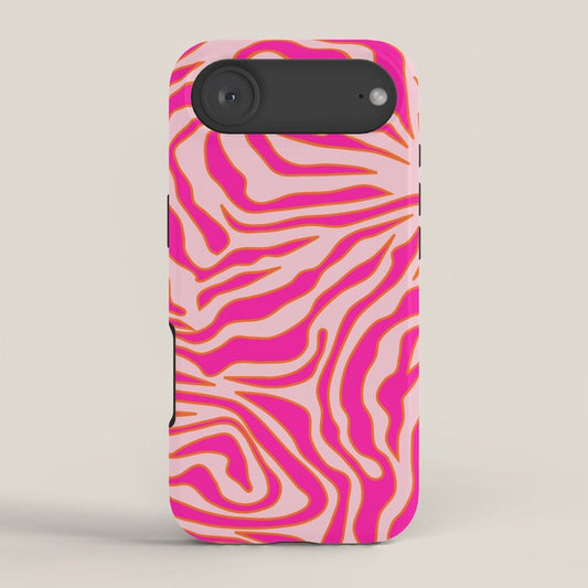 Zebra Print Pink And Orange Zebra Stripes Wild Animal Print Preppy Decor Modern Zebra Pattern iPhone Case Gallery Image 2