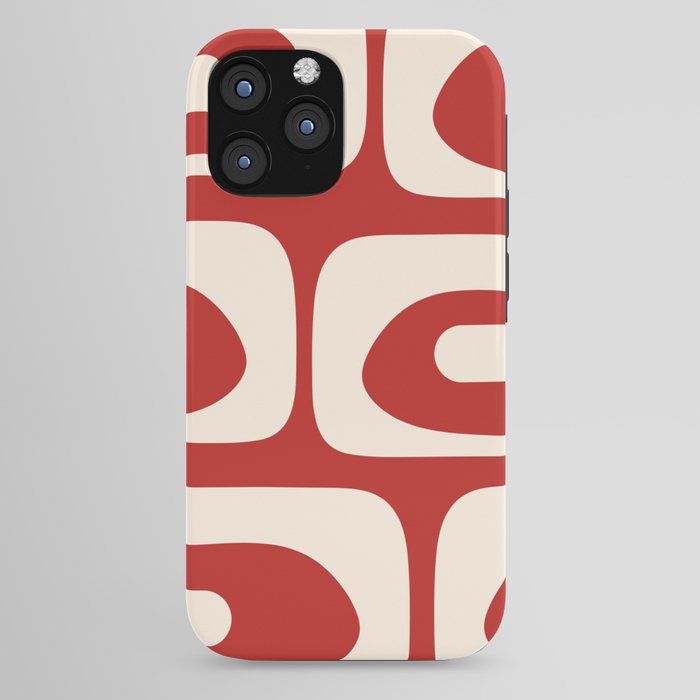 Retro Piquet Mid Century Modern Abstract Pattern in Red and Almond Cream iPhone Case Gallery Image 44