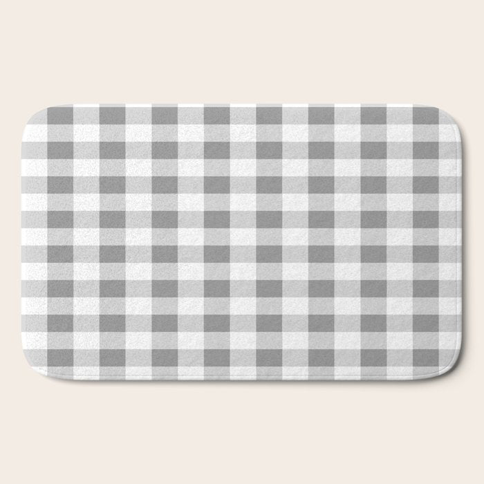 Gingham Large Gray White Bath Mat Gallery Image 2