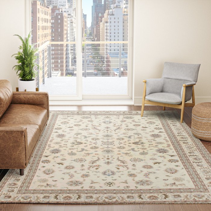 Antique Persian Delicate Ivory Cream Rug Gallery Image 4