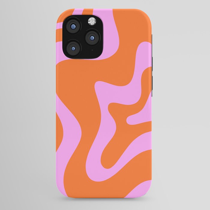 Retro Liquid Swirl Abstract Pattern in Hot Pink and Red-Orange iPhone Case Gallery Image 44