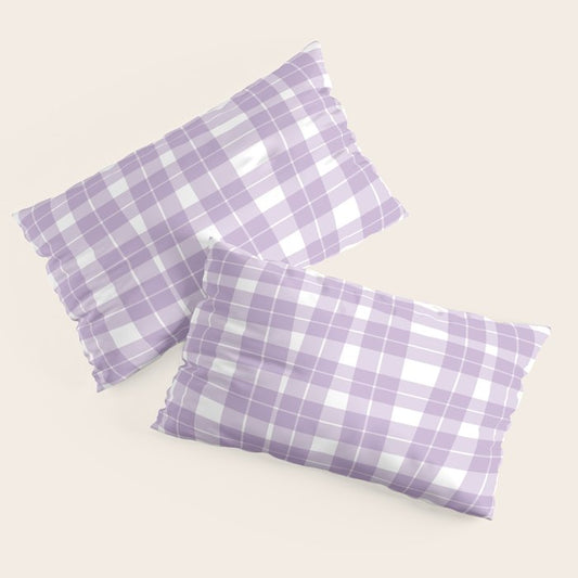 Wavy Plaid Lilac White Pillow Sham Gallery Image 2