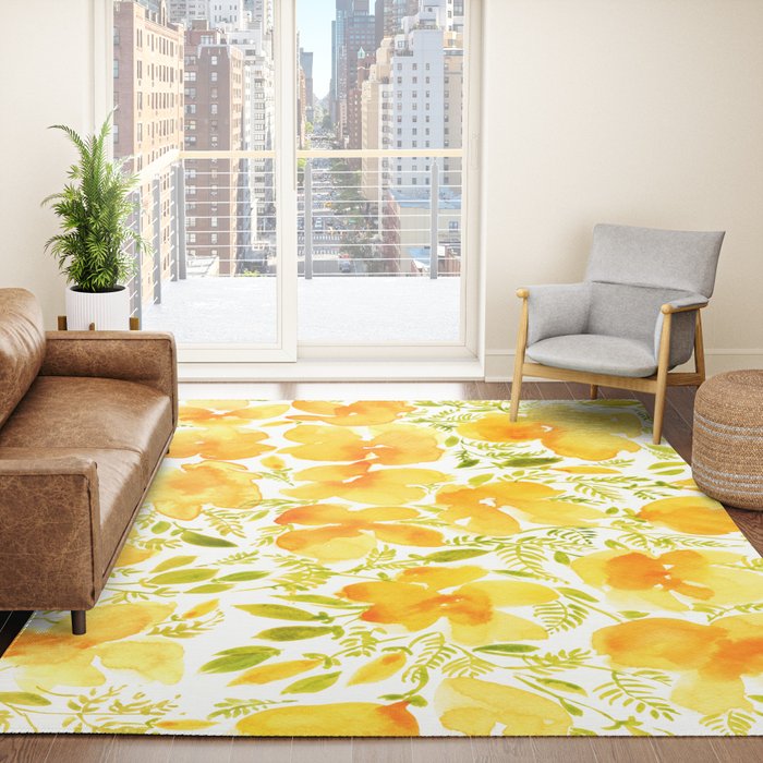 Watercolor California poppies (Quad set, #2) Rug Gallery Image 4
