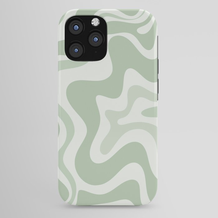 Retro Liquid Swirl Abstract Pattern Sage iPhone Case Gallery Image 44