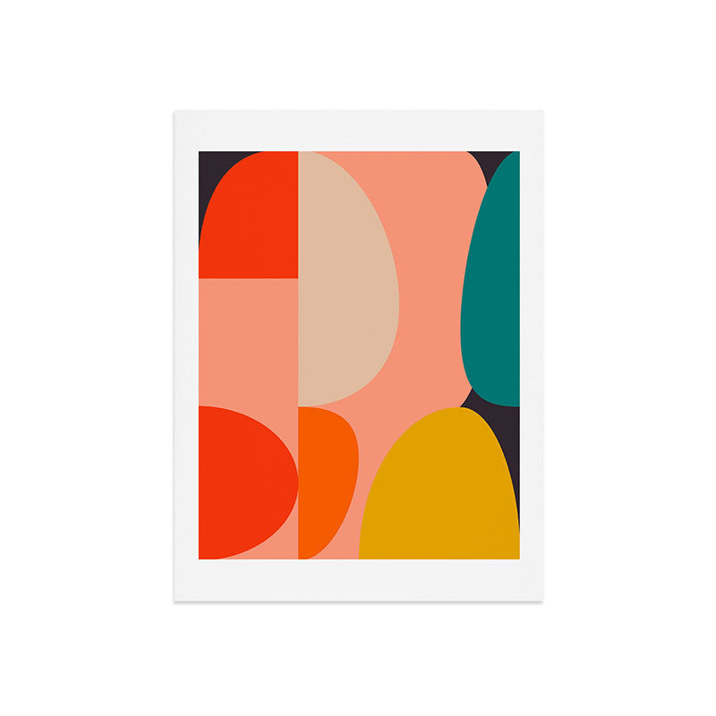 geometry shape mid century organic blush curry teal Art Print Gallery Image 5
