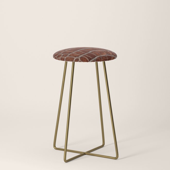 Crocodile Leather Pattern in Deep Brown Stool Gallery Image 4
