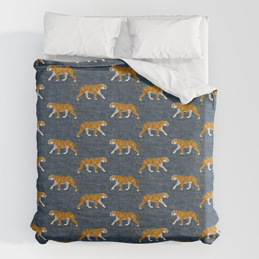 walking tigers - blue Duvet Cover Gallery Image 2