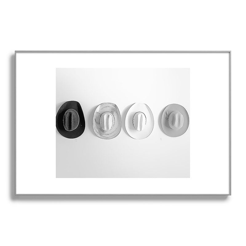 Cowboy Hat Wall - Black and White Framed Art Print Gallery Image 101