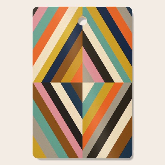 Mid Century Geometric Pattern Technicolor Diamond Cutting Board Gallery Image 1