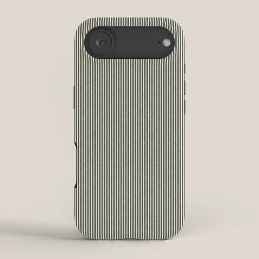 linen textured stripes - olive green iPhone Case Gallery Image 2