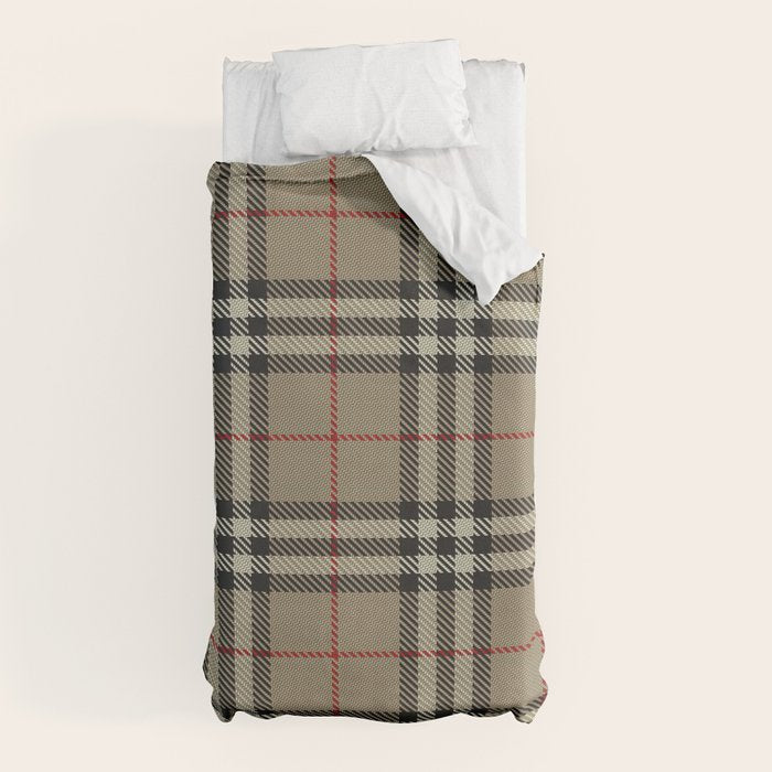 Luxury Beige Tartan Plaid Pattern Duvet Cover Gallery Image 10
