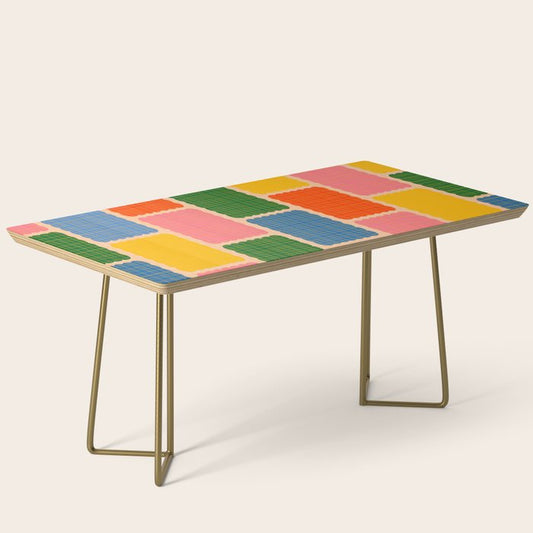Colorful Retro Contemporary Woven Patchwork Pattern Coffee Table Gallery Image 2