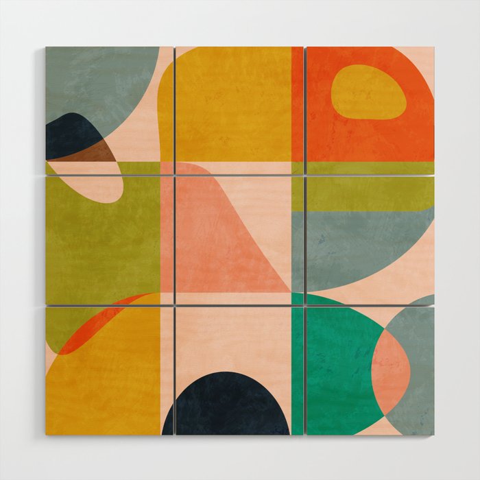 mid century abstract shapes spring I Wood Wall Art Gallery Image 3
