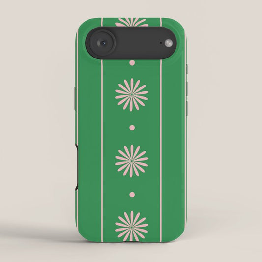 Daisy Stripes Green and Pink Pattern iPhone Case Gallery Image 2