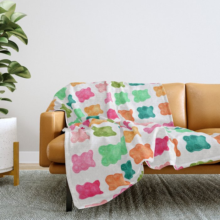 Gummy Bears Colorful Candy Throw Blanket Gallery Image 2
