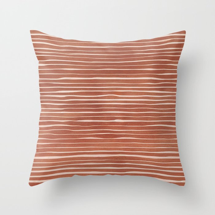 Nomad Terracotta Stripes Throw Pillow Gallery Image 5