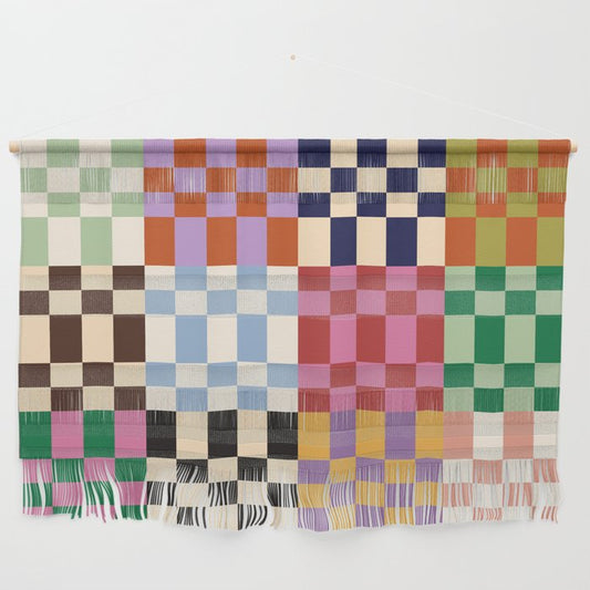 Retro 70s Colorful Patchwork Checkerboard Wall Hanging Gallery Image 2