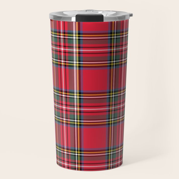 Red & Green Tartan Pattern Travel Mug Gallery Image 1