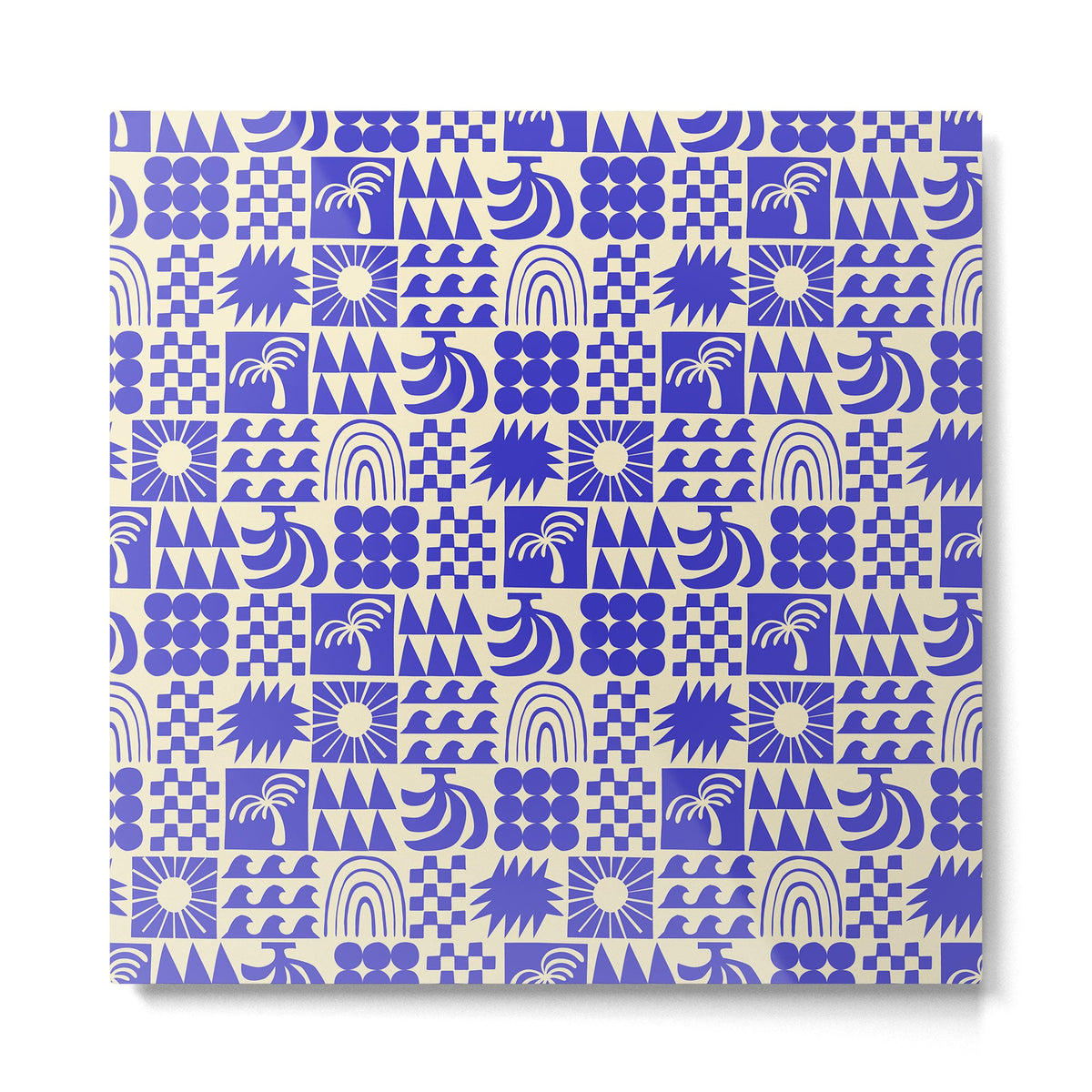 Abstract blue tropical mosaic art pattern Metal Print Gallery Image 5