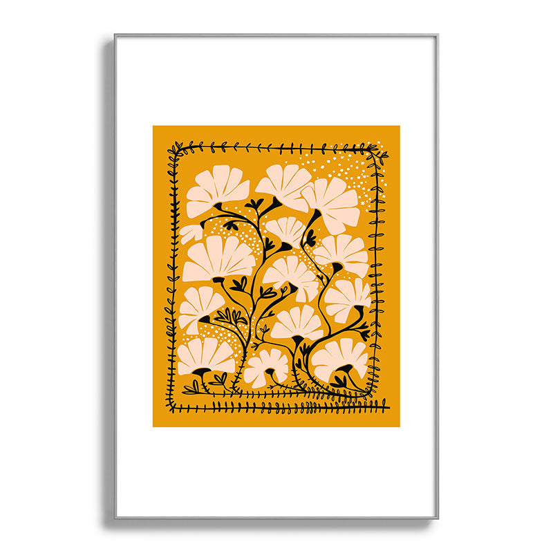 Ever blooming good vibes mustard yellow Framed Art Print Gallery Image 101