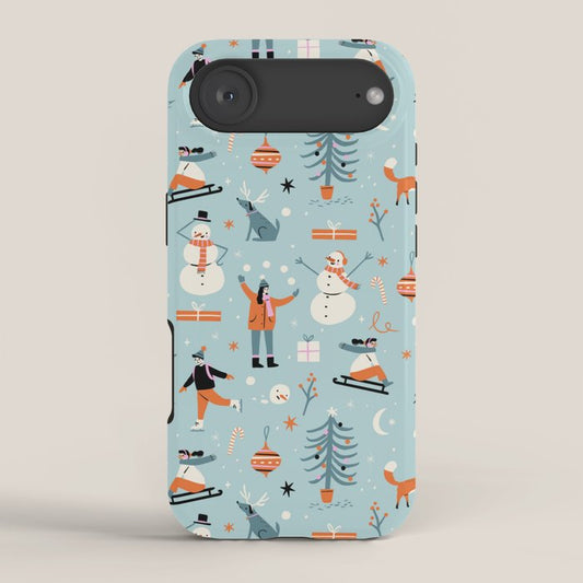 Christmas Scene Blue iPhone Case Gallery Image 2